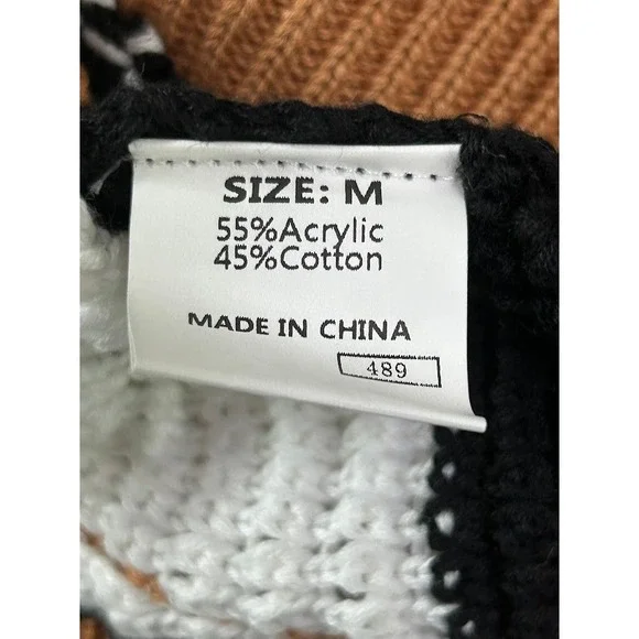 Mod Boutique‎ Striped Knit Sweater Vest Tank Top Women Medium Brown Black White - Picture 7 of 7